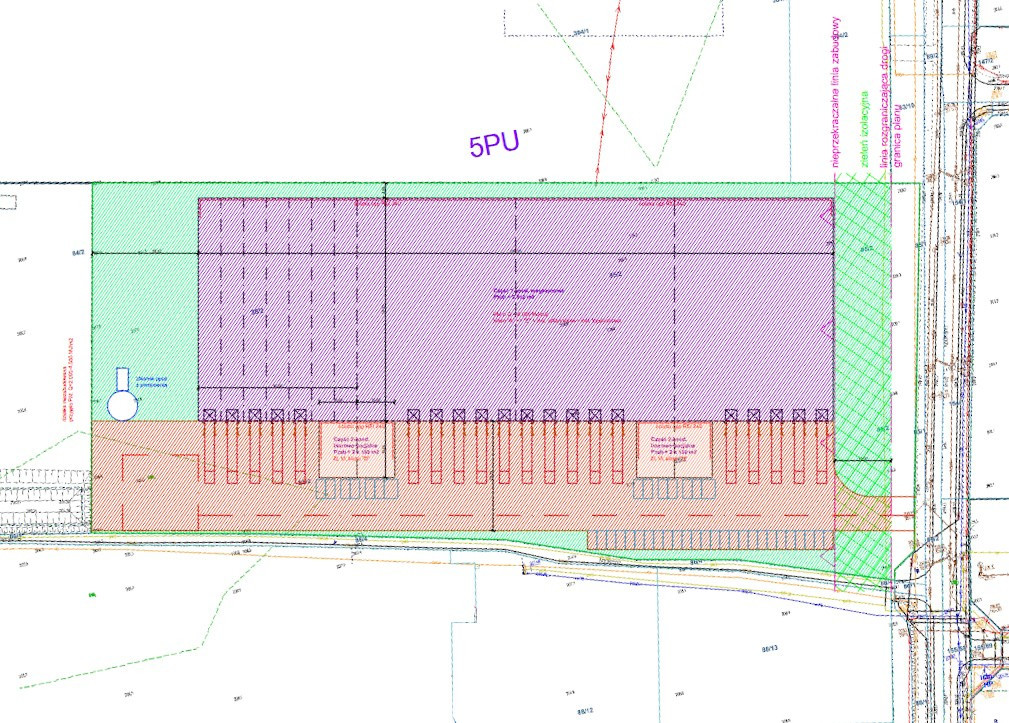 Grunt 2,1 ha / MPZP - PU / GLA: 10 680 m² / zabudowa 51% / dojazd TIR - Widok 2