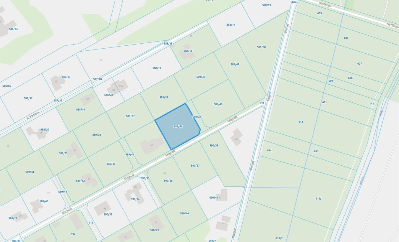Strzeniówka ul. Magnoli 2000 m² wszystkie media - Więcej
