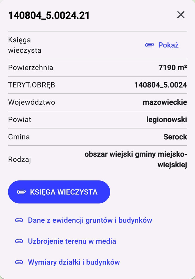 Działka Budowlana o powierzchni 7400 m² w miejscowości Święcienica Gmina Serock - Widok 2