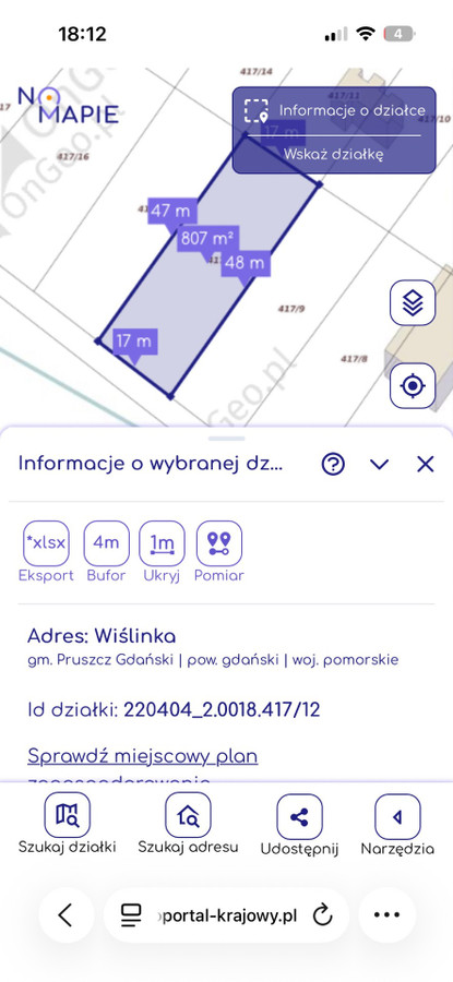 Działka budowlana Wiślinka, płaska, MPZP, 800m, 15 min od Gdańska - Widok 4