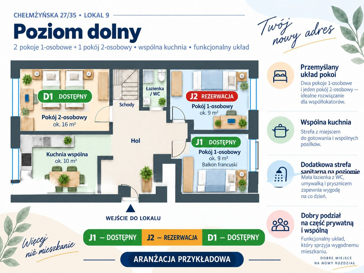 REZERWACJA!!! Duży pokój D1 jak mini-kawalerka | własny balkon | 2450 ALL-IN - Widok 4